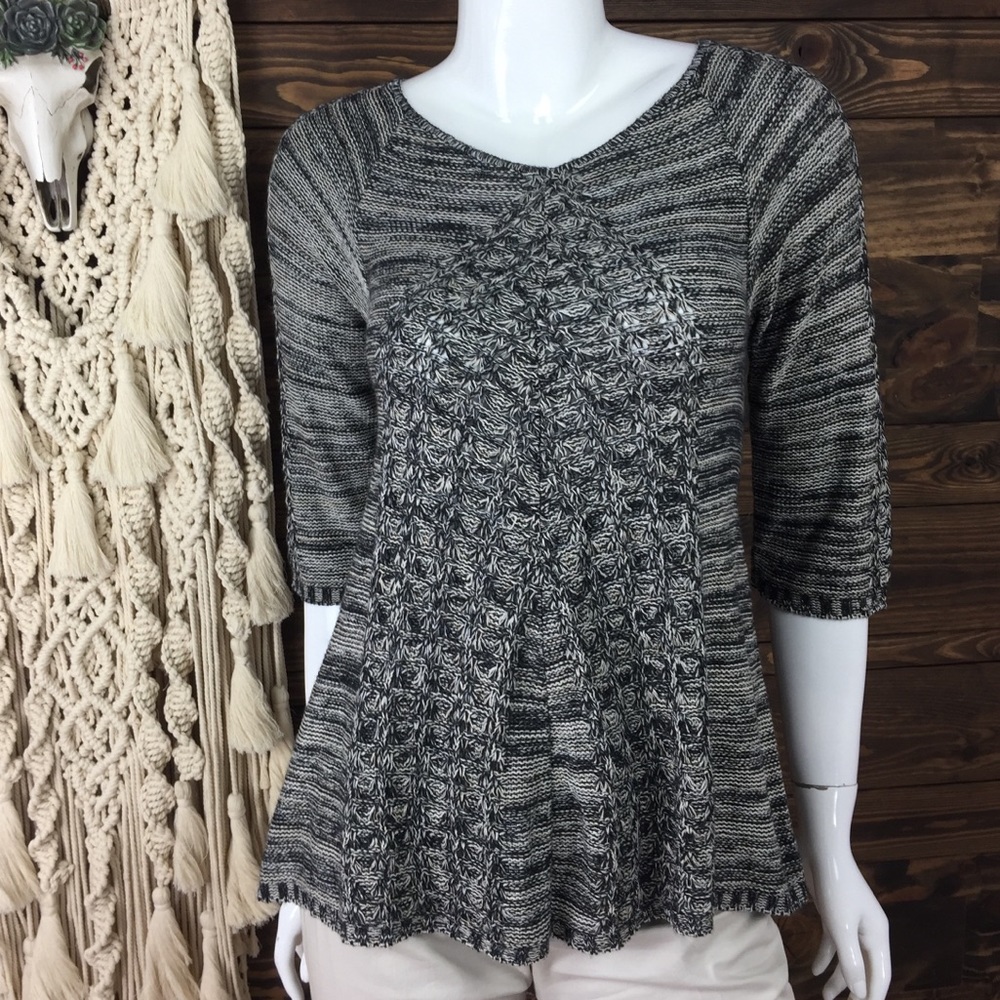 212 Collection‎ | Marl Knit Sweater Blouse Top Heather Gray